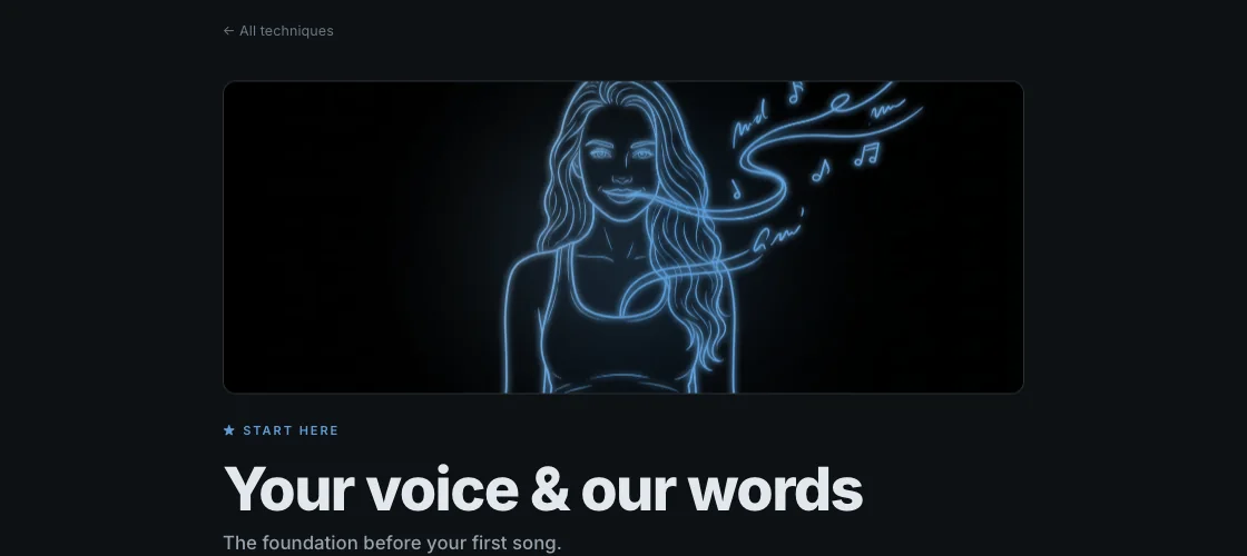 The 'Start here' primer: 'Your voice and our words — the foundation before your first song'